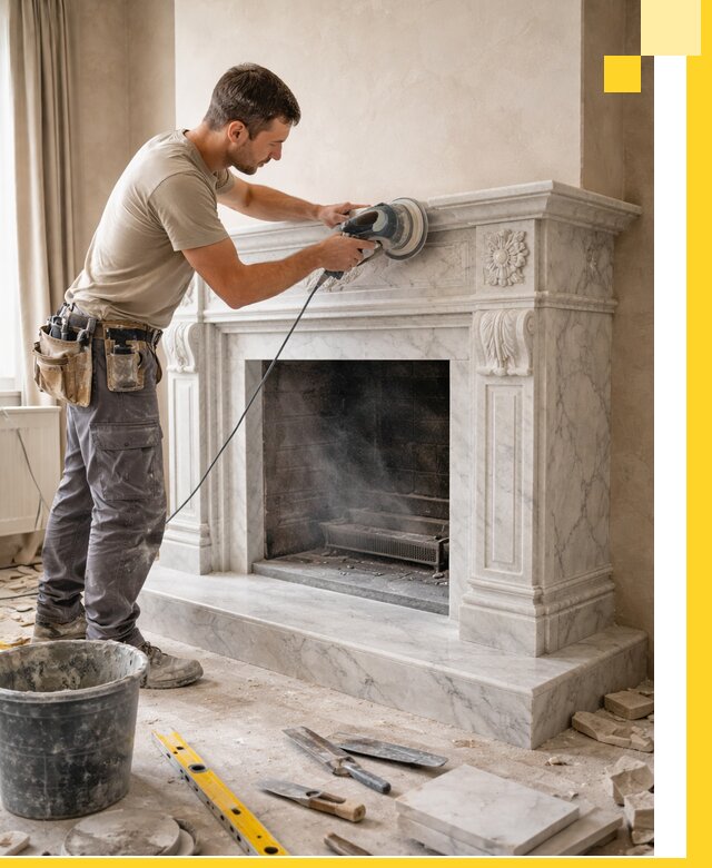 Изготовление и установка мраморных каминов в Кемерово под ключ