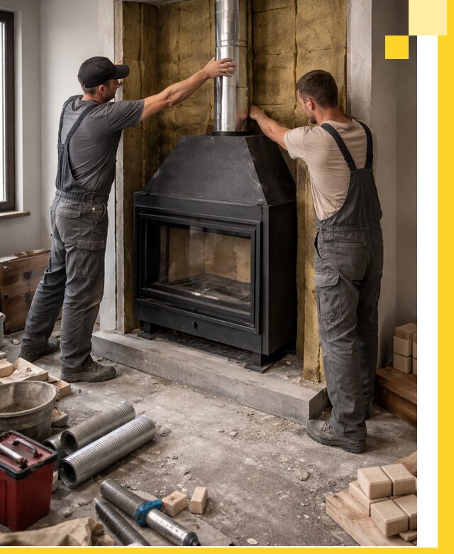 Изготовление и монтаж закрытых каминов в Кемерово под ключ
