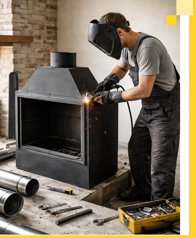 Продажа и установка металлических каминов в Кемерово под ключ