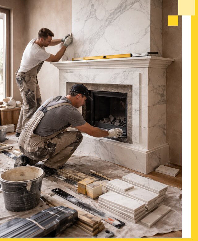 Отделка каминов в Кемерово качественные облицовочные работы