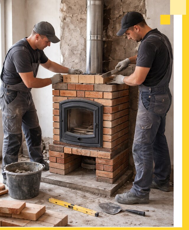 Монтаж печи камина под ключ в Кемерово с гарантией и пусконаладкой