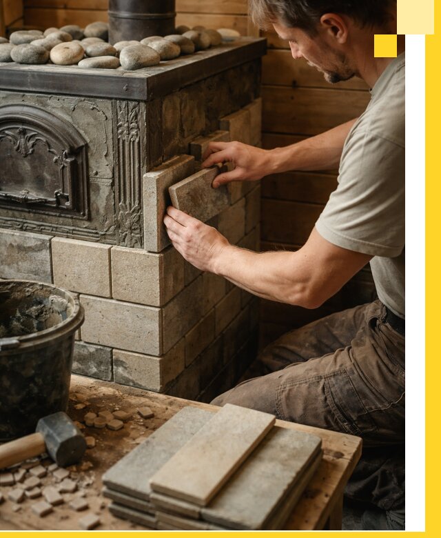 Облицовка банных печей в Кемерово профессиональная отделка