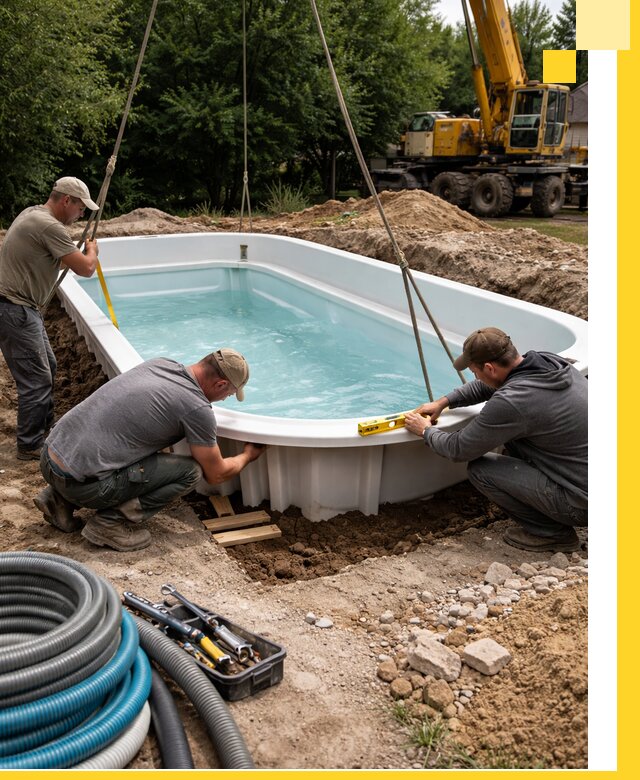 Установка и монтаж композитных бассейнов под ключ в Кемерово