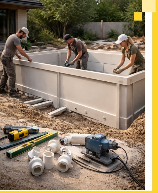 Установка полипропиленовых бассейнов под ключ в Кемерово