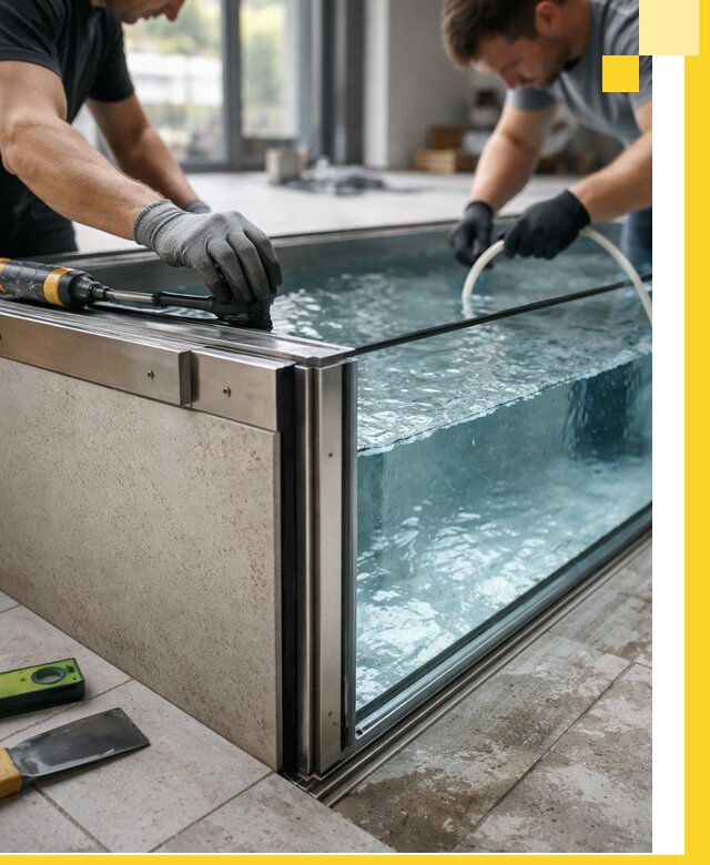 Проектирование и монтаж стеклянных бассейнов в Кемерово