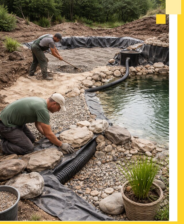 Строительство природных бассейнов и озер в Кемерово под ключ