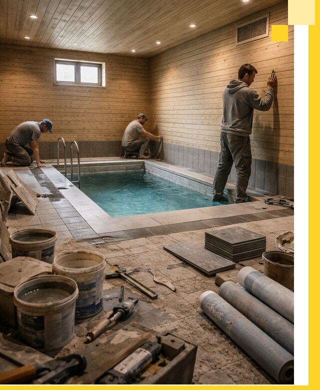 Строительство бани с бассейном и сауной под ключ в Кемерово