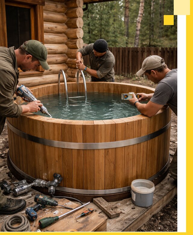 Строительство бань с купелью под ключ и отделкой в Кемерово