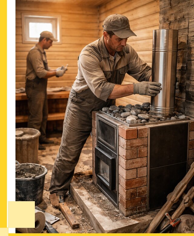 Монтаж печи в бане под ключ в Кемерово от 20812 р. | ЭриданКмр