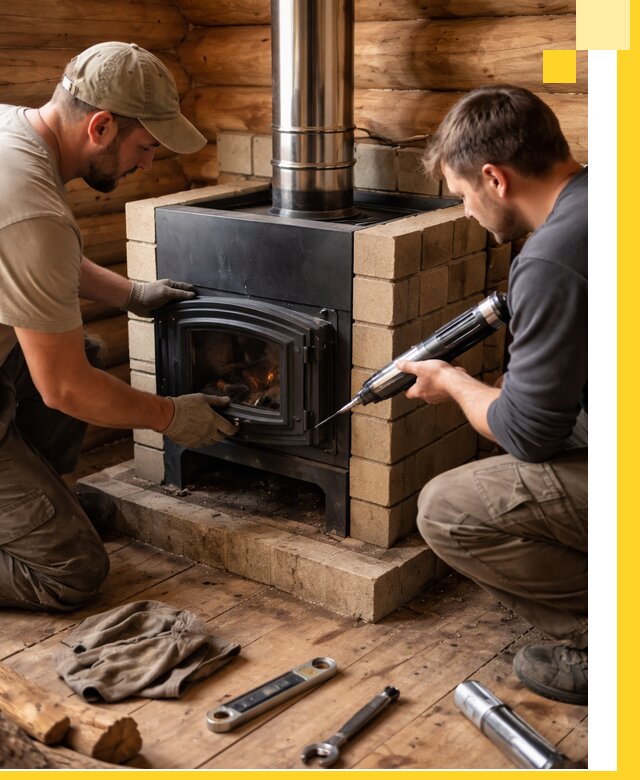 Монтаж и установка печи в бане под ключ с гарантией в Кемерово