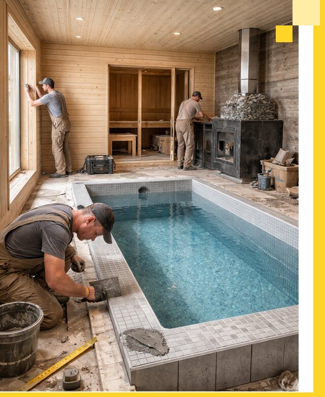 Проект бани с бассейном и сауной в Кемерово под ключ