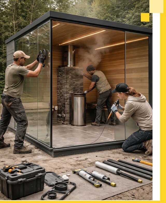 Проектирование и строительство стеклянных бань в Кемерово