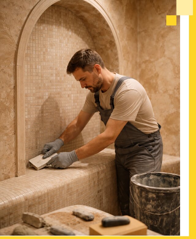 Профессиональная отделка хамамов с мозаикой под ключ в Кемерово