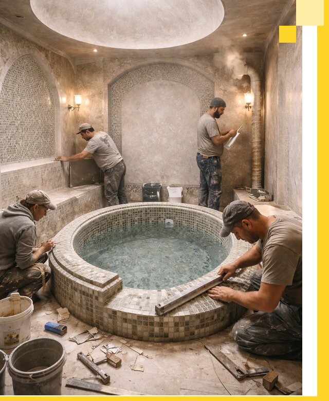 Профессиональное строительство хамама с бассейном в Кемерово под ключ