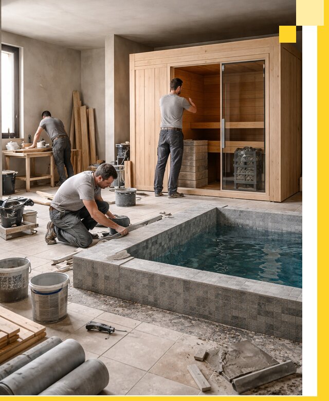 SPA зоны под ключ с бассейном сауной и печью в Кемерово